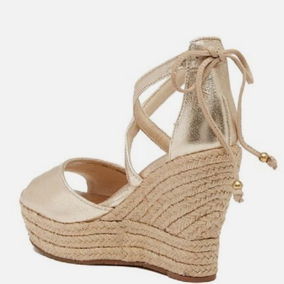 UGG Reagan Metallic Leather Strappy Open Toe Wedge Sandals Sz 10 - Picture 3 of 12